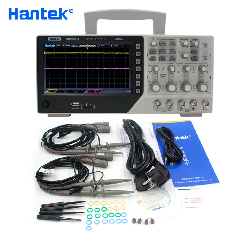 Hantek официальный DSO4204B USB осциллограф ЦИФРОВОЙ 4 КАНАЛЬНЫЙ 200Mhz 1GS/s частота
