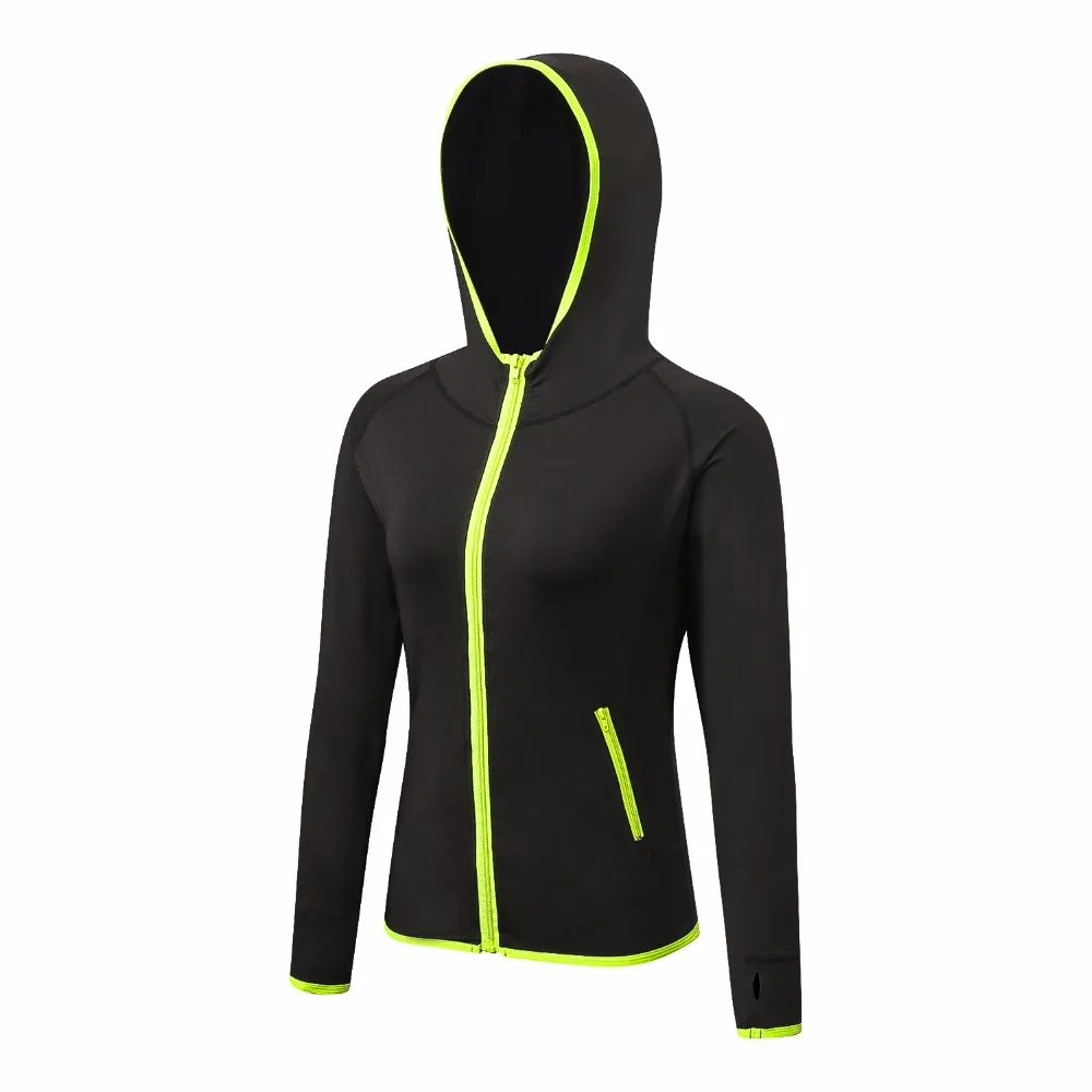 

Women's Autumn Thin Jacket 2018 Fitness Training Elastic Hoodie Colorblock Quick-drying Zipper Jacket Winter Running Sports Top