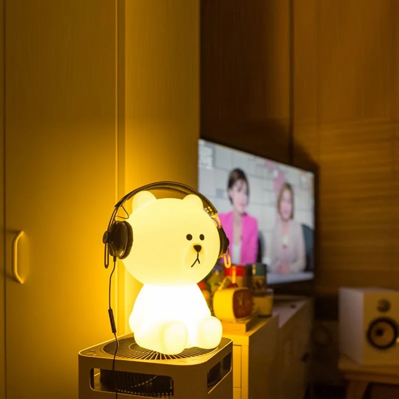 

30CM Animal Cartoon Brown Bear LED Night Light Children Baby Bedroom Table Lamp Home Decoration Lamparas Dimmable Christmas Gift