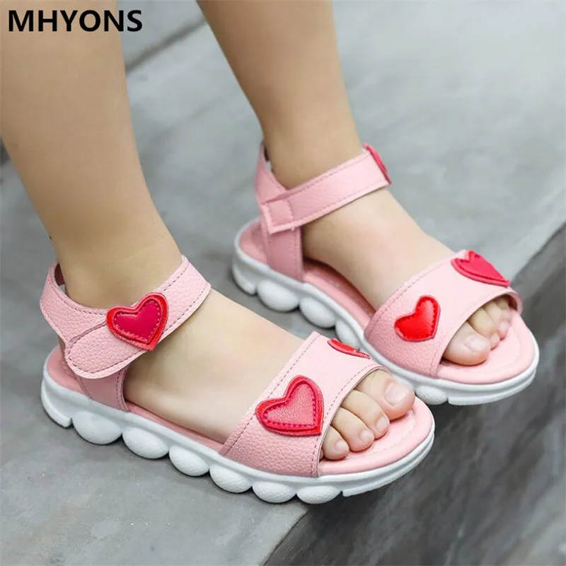 New girl/'s kids sandals pink bow buckle closure casual open toe summer