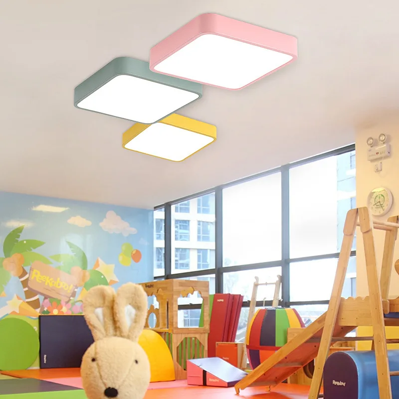Ультра тонкий квадратный 5 см цветные потолочные светильники высокой яркости потолочные светильники для детской комнаты освещение Кухня Кабинет