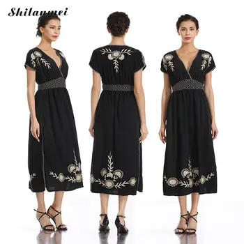 

2019 Spring Summer Dress New Fashion Casual Womens Dresses V-Neck Beach Short Sleeve Slim Dress Holiday Elegant Vestido