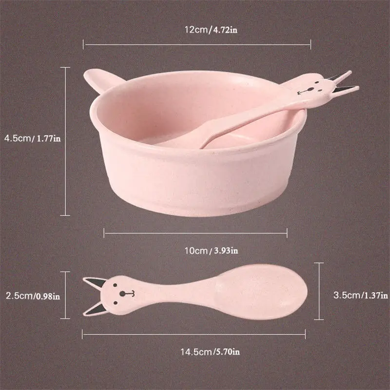 JX-LCLYL 4 Colors Baby Kids Eating Feeding Food Grade BPA Free Bowl Spoon Set