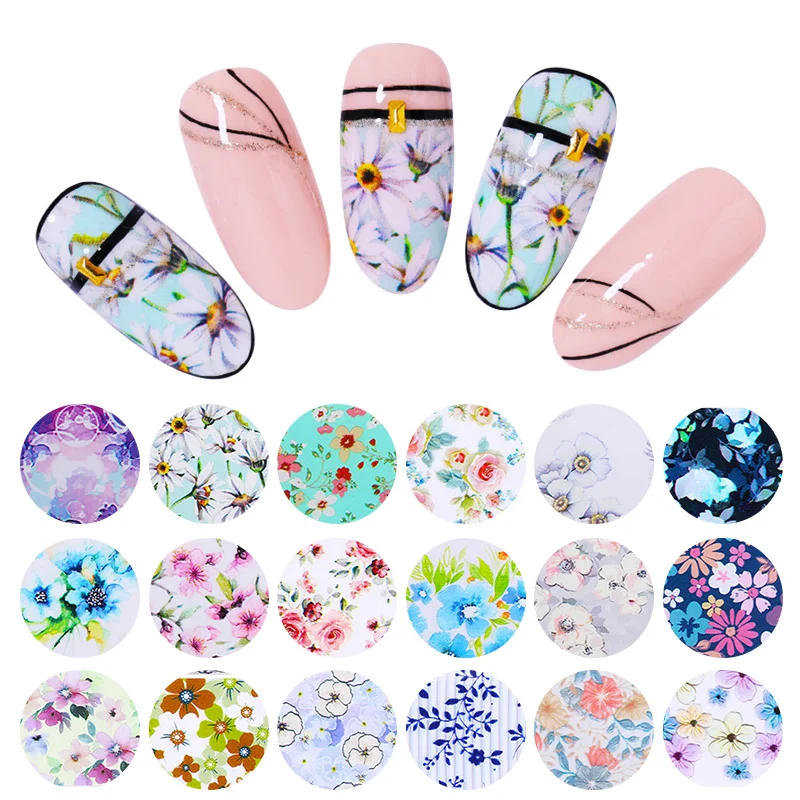 

10 Rolls/Set Nail Foils Mixed Colors Leopard Flowers Butterfly Design Transfer Stickers Decals Paper Nail Art Decorations