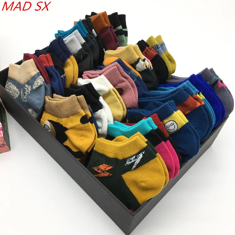 

10 pairs/lot Men and women Colorful Novelty funny Ankle Socks Couple Trendy happy style Crazy Cotton Breathable Short Socks