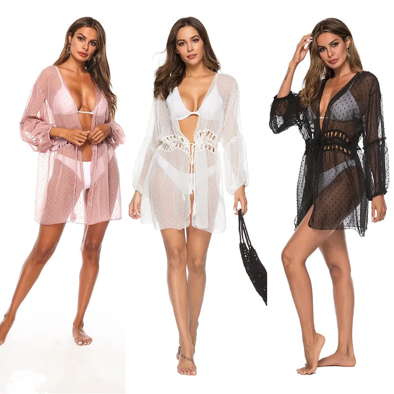 

Beach Dresses Pareo Bikinis Female 2019 Cover Up Dress Woman Wear Women New Lace Floating Splice Patchwork Acetate Sierra Surfer