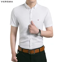 Versma мужской короткий рукав повседневные платья рубашка Для мужчин Camisa CHEMISE Camiseta Masculina Высокое качество Оксфорд хлопка мужская одежда Рубашки для мальчиков