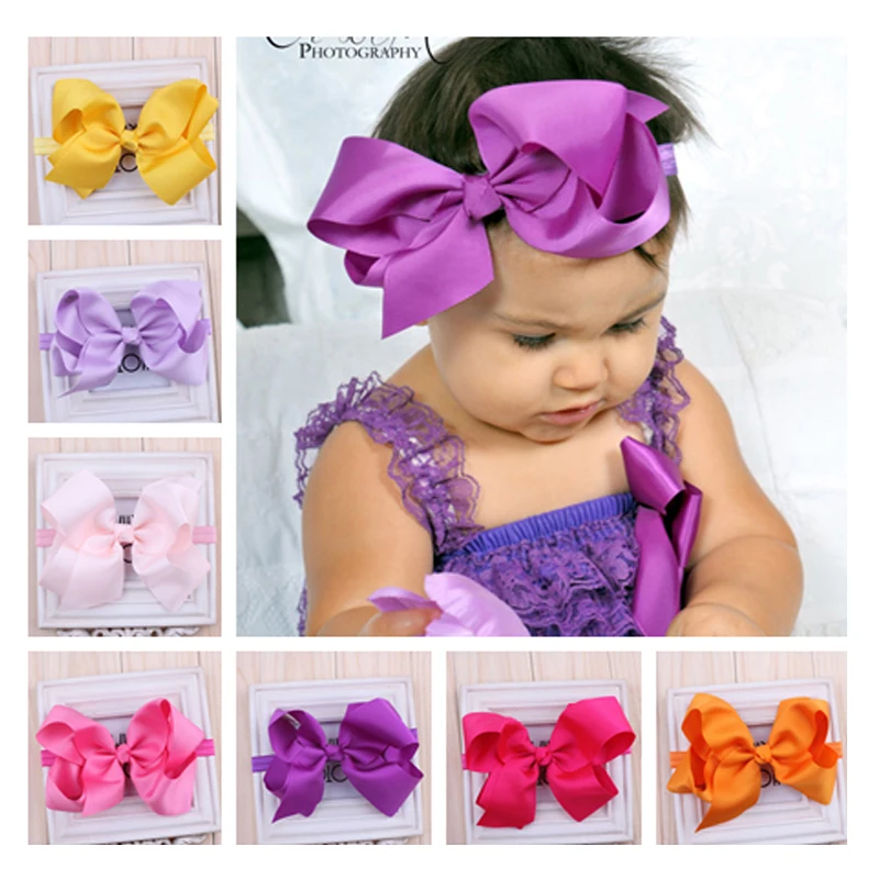 

1PC TWDVS Newborn Headwear Big Bows Flower Headband Elastic Bow Headdress Hair band kids Children Hair Accessories W017
