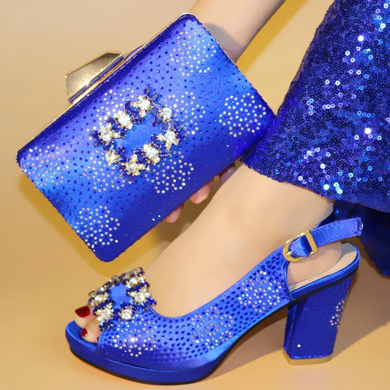 

Italian Ladies Shoes and Bags To Match Set Decorated with Rhinestone African Women Shoes Bags Set Nigerian Women Wedding Shoes