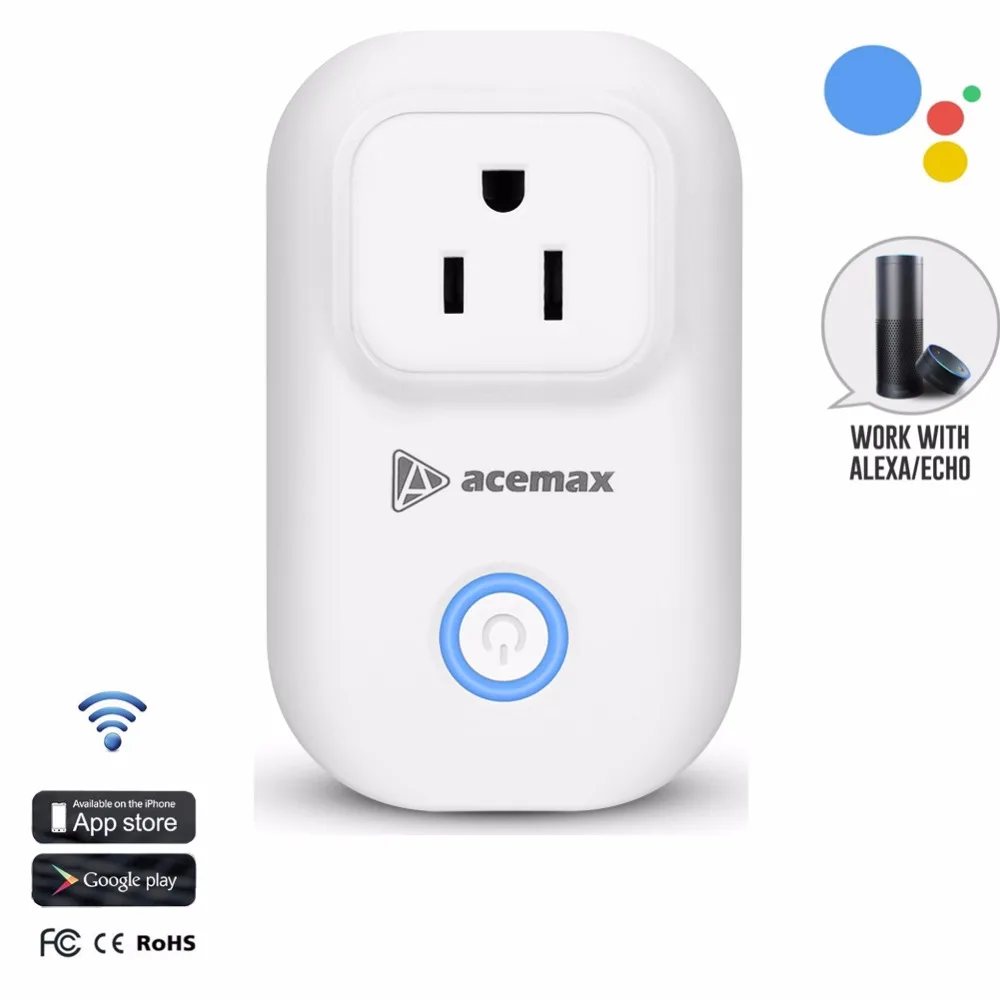 ACEMAX Smart WIFI Plug работает с Amazon Alexa Google Home Assistant не требует управления устройствами из