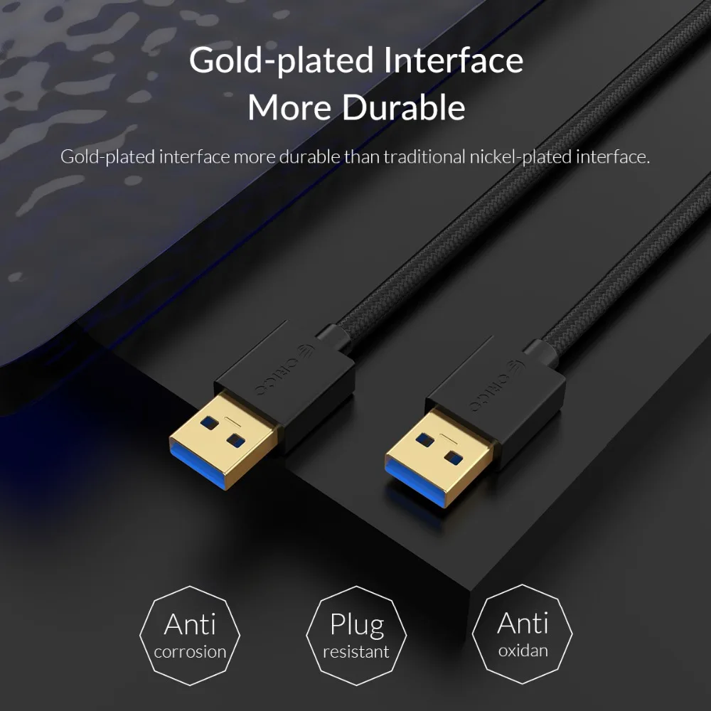 ORICO USB кабель «Папа-папа» USB-USB кабель позолоченный удлинитель для камеры компьютера Супер Скоростной кабель удлинитель