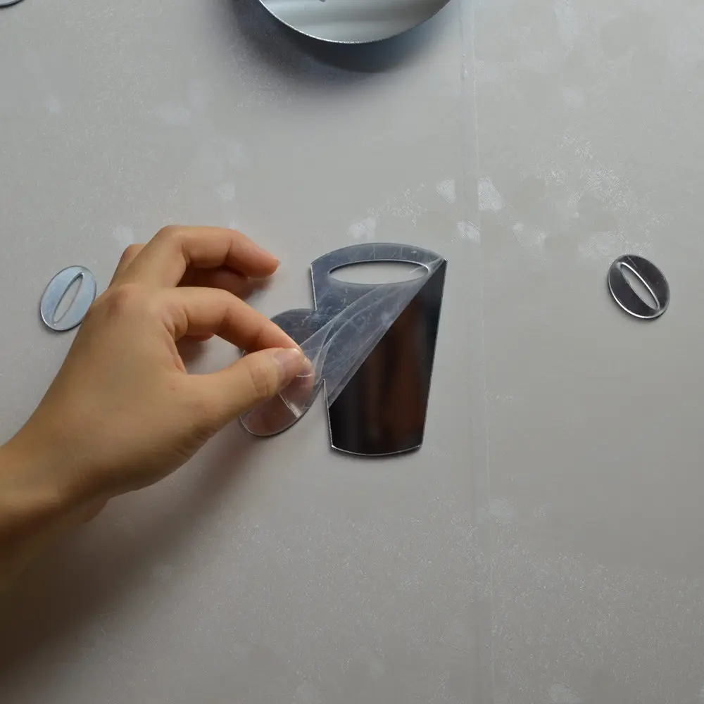 Акриловые зеркальные настенные часы 3D чашка для кофе художественный дизайн