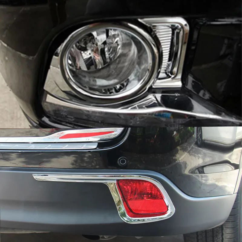 For Toyota Highlander 2015 ABS Chromed Front Rear Tail Fog Light Lamp Cover Trim Sticker Box Frame Auto Parts 4pcs/set r | Автомобили и