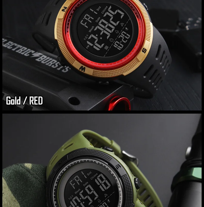 SKMEI Роскошные спортивные военные часы мужские водонепроницаемые Будильник с таймером цифровые часы со светодиодами электронные наручные часы мужские