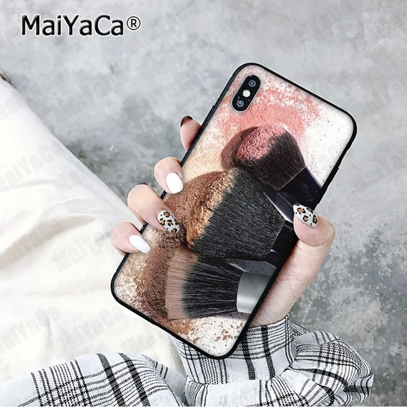 MaiYaCa Красивая Девичья Кисть для макияжа Черная оболочка чехол для телефона iphone 11 pro 5Sx 6 7 7plus 8 8Plus X XS MAX XR - Цвет: A8