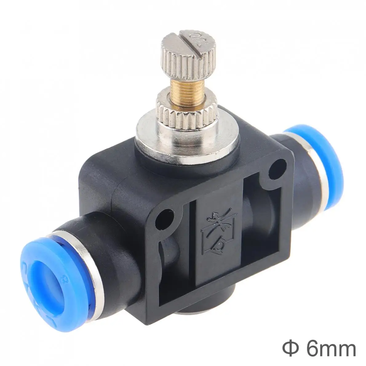 

6mm Durable Adjustable Pneumatic Components Quick Connector Gas Flow Hand Valve with Plastic Socket for PU / Nylon Air Tube