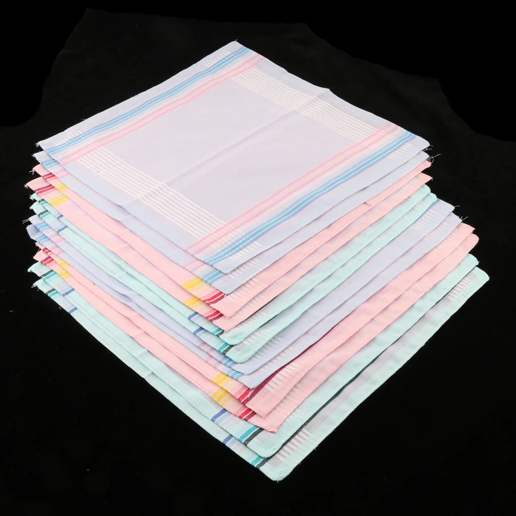 12 шт. винтажный влагоотводящий Hankie 100% Хлопок Карманный квадратный Hanky маленький