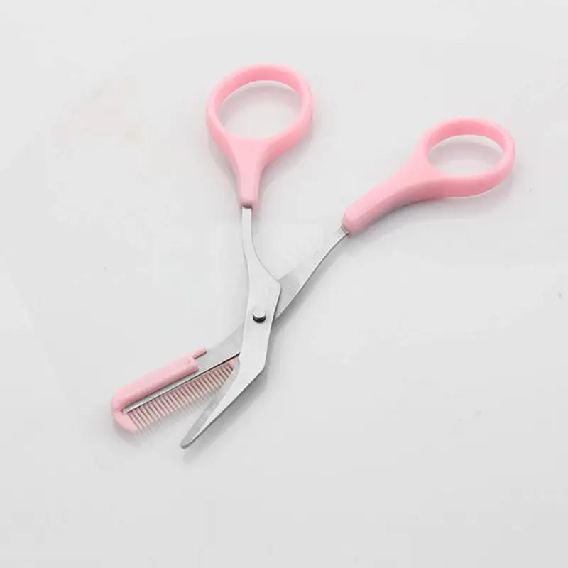 

Girl Lady Pink Eyebrow Trimmer Eyelash Thinning Shaving Comb Eyelash Hair Clips Scissors Shaper Eyebrow Grooming Cosmetic Tool