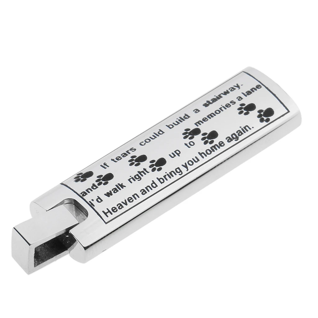 Stainless Steel Dog Cat Paw Cross Memorial Pet Ashes Keepsake Urn Charm Pendant 