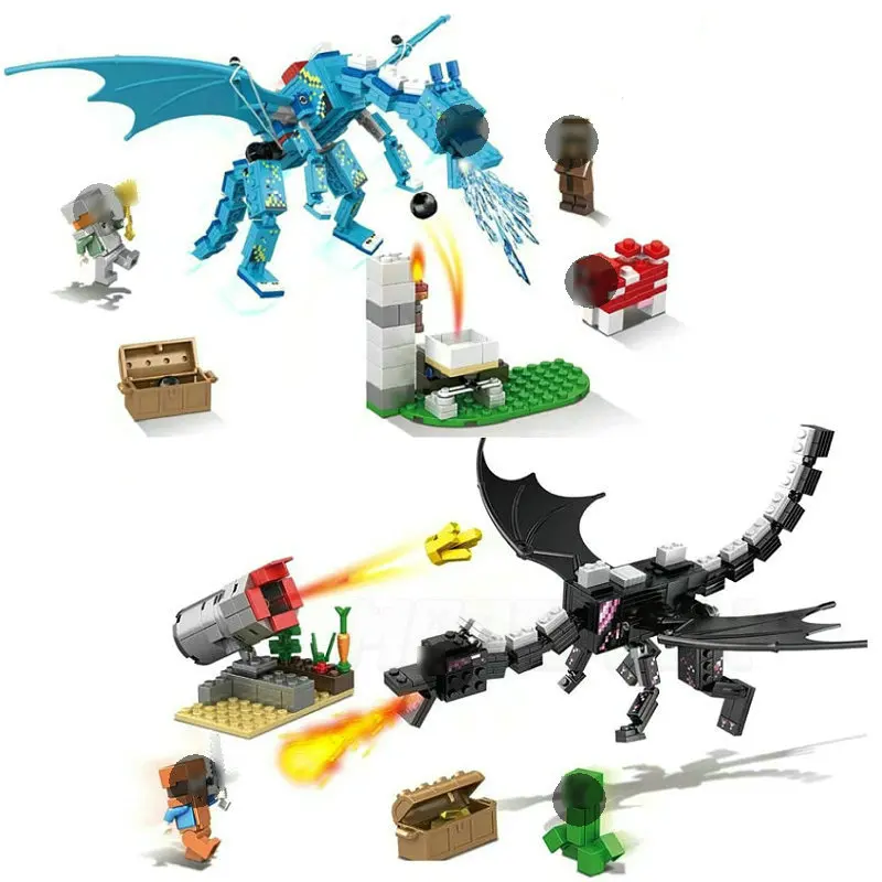 

Minecrafted Blocks The Attack Of Hyper Dragon With Armor Steve Mini Action Figures Brick Toys Compatible LegoINGly Buildings