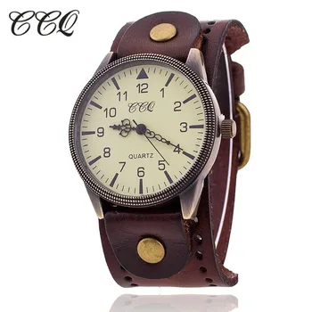 CCQ Vintage Cow Leather Bracelet Watch High Quality Antique Women Wrist Watch Luxury Quartz Watch Relogio Feminino