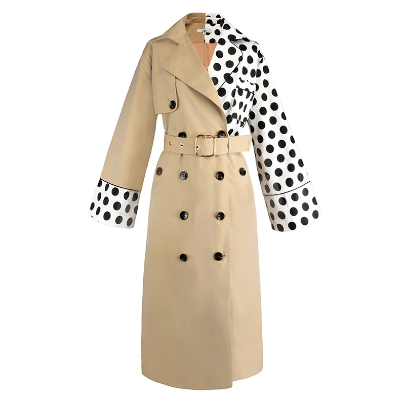 Женское длинное пальто в горошек ветровка осень 2019 | Женская одежда