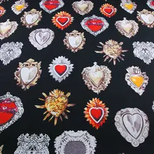 LEO& LIN Весна и лето черный красный желтый ювелирные изделия Печать Хлопок шифон Платья Одежда Ткани дышащие рубашки 50 см