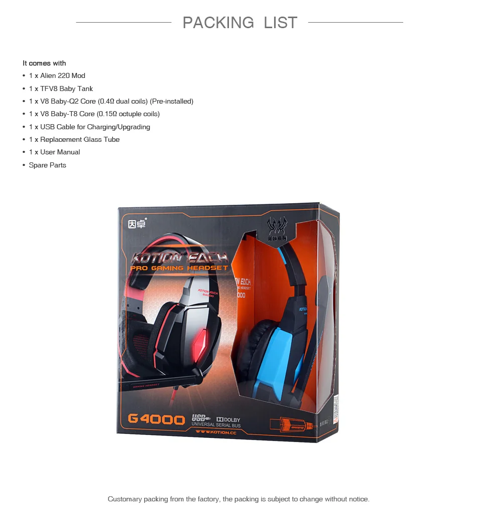 KOTION каждый G4000 USB Stereo Gaming наушники 2,2 м проводной бас гарнитура w/Mic повязка игры гарнитуры для ПК ноутбук Gamer