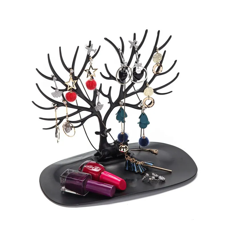 Hot Jewelry Organizer Necklace Earring Deer Stand Display Holder Show Rack Display Necklace Organizer White Jewellery Holder