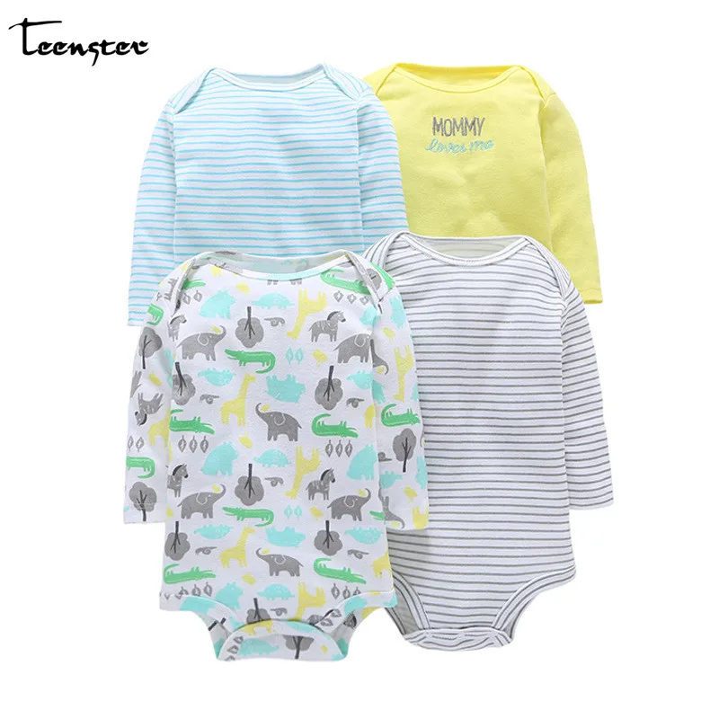 

Teenster Bodysuit Baby Girl&boy Clothes Vetement Enfant Fille Twins Bodysuit Baby Long Sleeve Body Newborn Clothes 4pcs