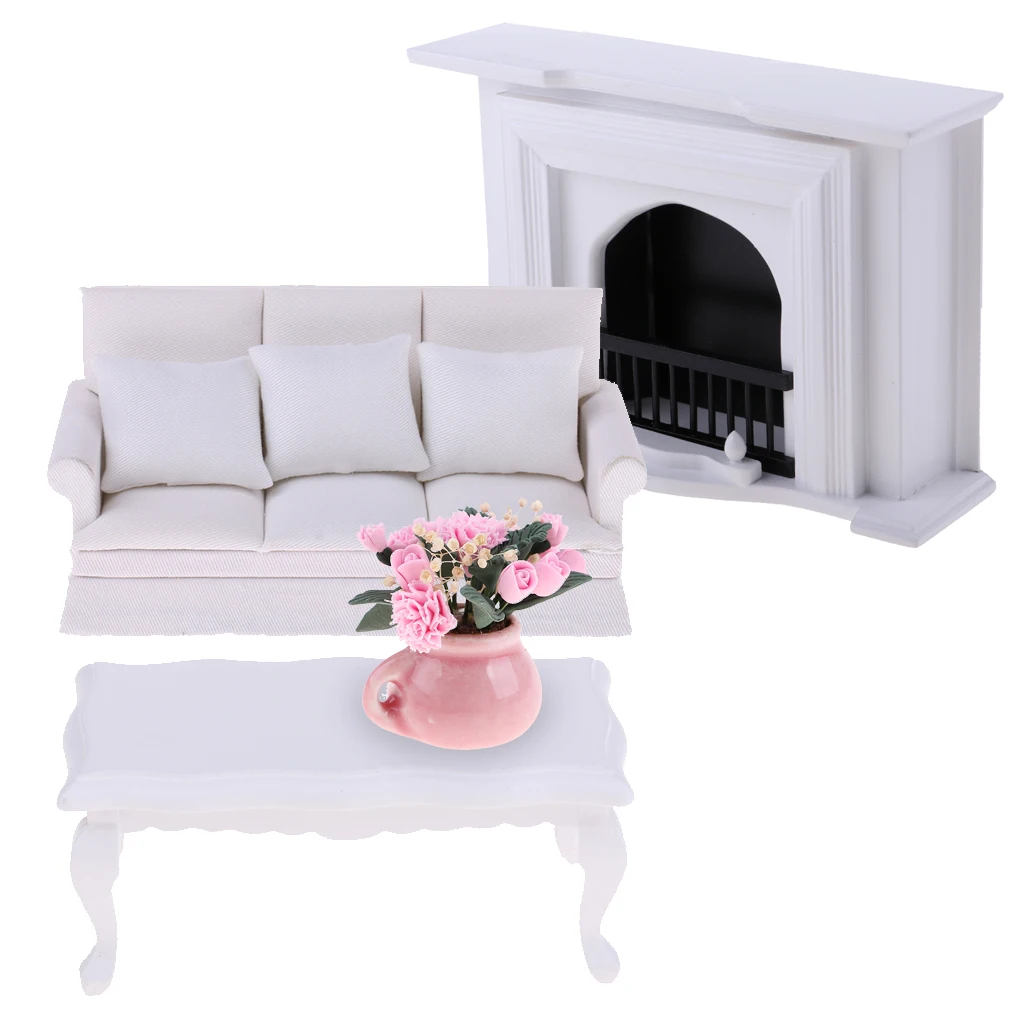 الحديث الخشب خشبية مصغرة الموقد نهاية الجدول ثلاثة مقعد الأريكة أريكة وسادة أثاث مصغر مجموعة ل 1:12 دمية الأبيض الحديث الخشب خشبية مصغرة الموقد نهاية الجدول ثلاثة مقعد الأريكة أريكة وسادة أثاث مصغر مجموعة ل 1:12 دمية الأبيض