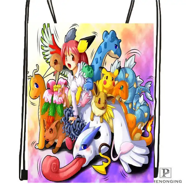 Custom Pikachu-and-Friends-under-the-sea-2 походная сумка на шнурке Cute Daypack Kids Satchel(черная спина) 31x40 cm#20180611-02-97