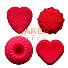 De silicona Para Hornear Molde de La Torta Con 4 Diseños Differet, molde de la categoría alimenticia, Girasol, corazón, ronda, Herramientas de decoración de Pasteles, conjunto de 4