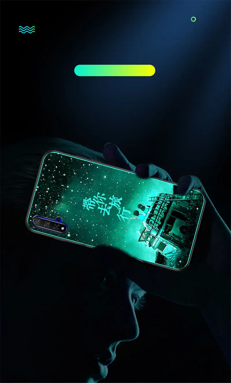 Светящийся чехол для телефона huawei Honor 20, чехол, светящаяся задняя крышка из закаленного стекла для huawei Honor 20 Pro, чехол, силиконовый чехол