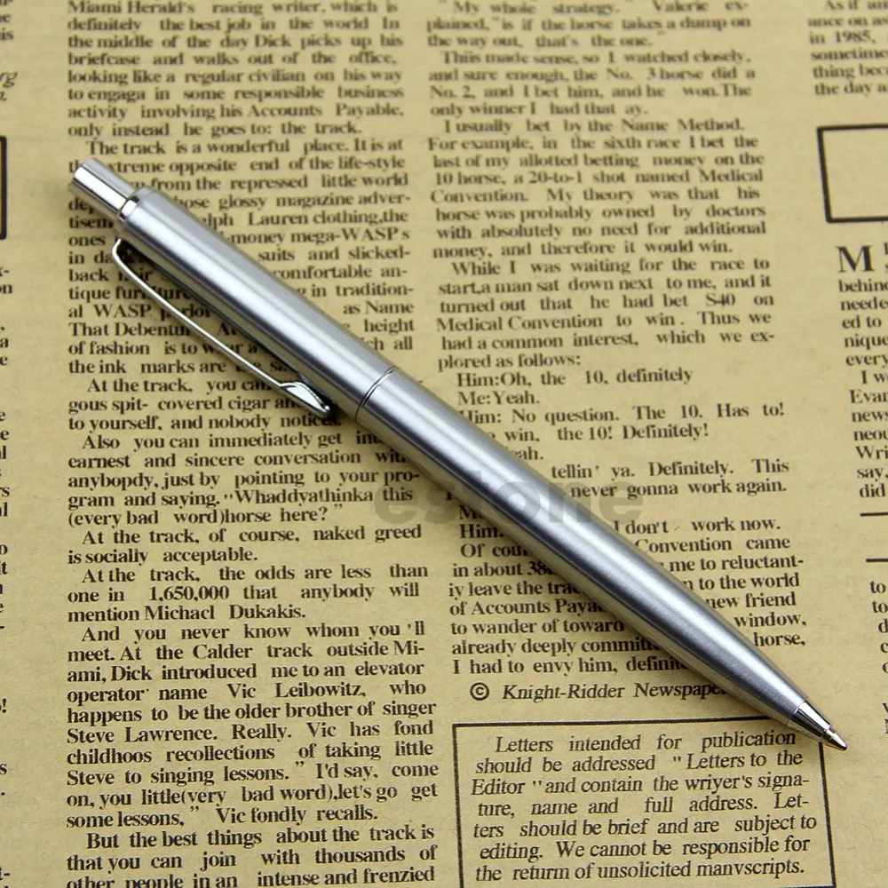 

Hot Sale Stainless Steel Metal Ballpoint Pen Silver Trim BAOER37
