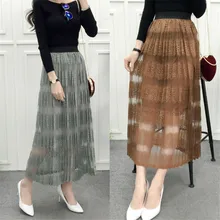 Новая весенняя юбка открытая перспективная кружевная плиссированная юбка с высокой талией маятник