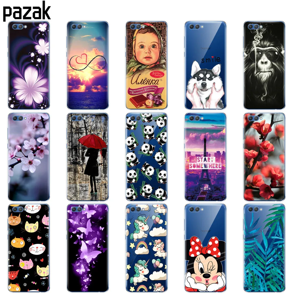 

silicone case for huawei honor V10 VIEW 10 soft tpu back cover for huawei honor 10 phone case protective printing clear coque
