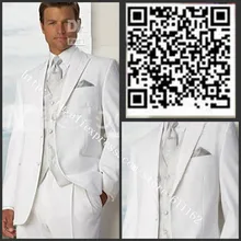 Свадебные платья феста Две кнопки Нотч Белый Жених Смокинги Groomsmen Мужчины Свадебные Костюмы Лучший мужчина Костюмы/мужчины выпускного вечера костюмы