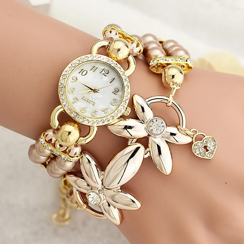Hot Sale Ladies Pearl Chain Bracelet Watch Luxury Ladies Pearl