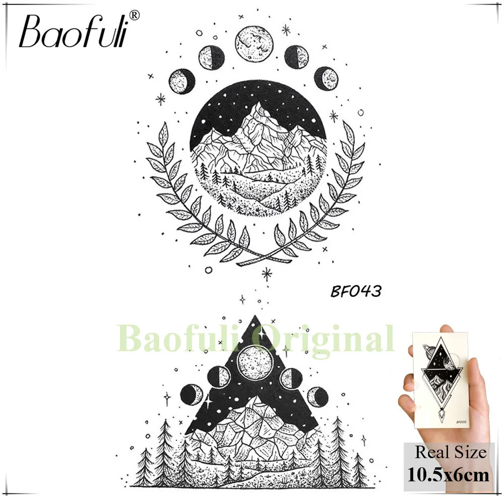Женские и мужские водостойкие татуировки Baofuli с акварелью волком