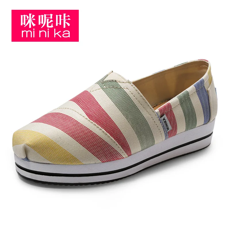 

MINIKA Brand 2017 Cheap Women Slipony Canvas Espadrilles Flat-Bottomed Krasovki Pointed Toe Flats Soft GG Footware Shoes