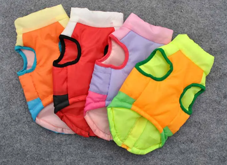 Popular Color Blocking Pet Apparel Dog Clothes Winter Puppy Dogs Vest Cotton-padded Jacket Coat for Chihuahua Teddy Poodle11