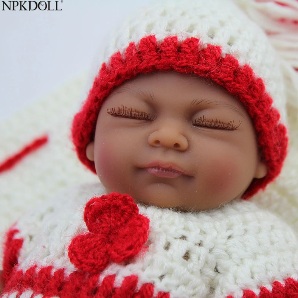 

NPKDOLL Reborn Baby Dolls African Silicone Full Body Black Skin 1 Year Baby Birthday Gift 10 Inch Newborn Girl Child Bathe Toy