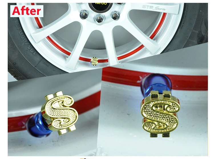 New Arrival 4PCS US Dollar Car Tire Valve Caps BlingABS Fine Craft Fit