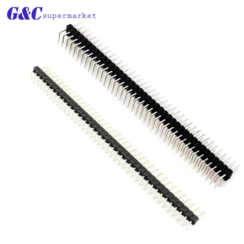

10/20/50PCS 40 Pin Header Socket Pin 2.54mm Pitch Single/Double Right Angle Male