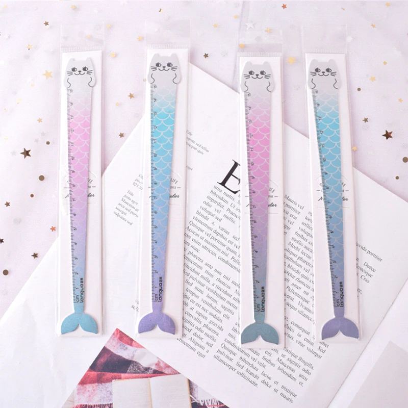 

15cm Mermaid Metal Straight Ruler Cute Stationery Drawing tool Measuring Rulers Rewarding Gift office school supplies