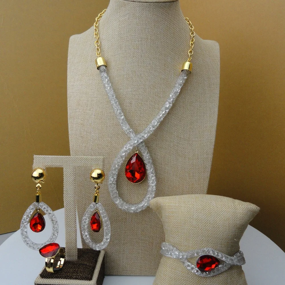 Yuminglai 2019 New Design African Jewelries Dubai Red Stone Jewelry Sets FHK5444 | Украшения и аксессуары