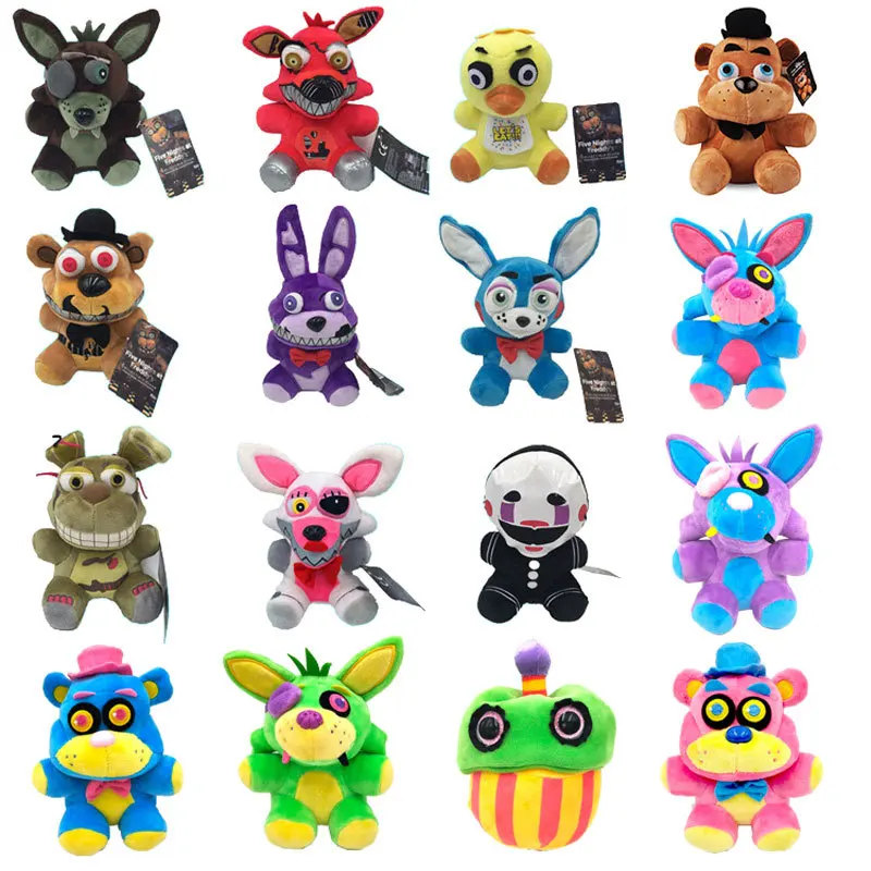 

New Five Nights At Freddy's Plush Toys FNAF Foxy Chica Bonnie Golden Freddy Nightmare Fredbear Animals Peluche Dolls 15-18cm