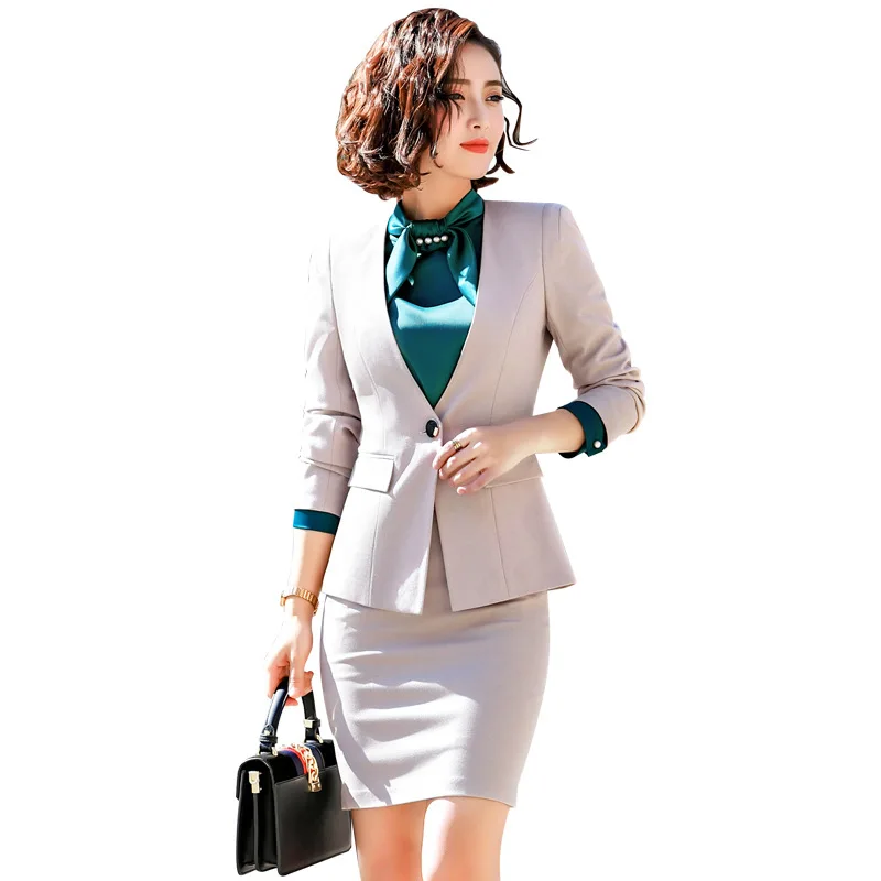 Fmasuth 5XL Large Size Business Ladies Skirt Suit Outfits 2 Pcs Set Ensemble Femme 2 Pieces Pantalon Set Blazer Skirt 863