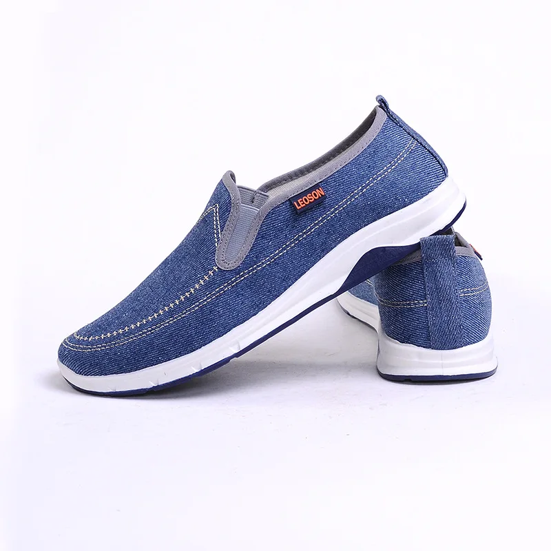 

CUWHF 2019 New Spring/Autumn Fashion Denim Shoes For Student Solid Fabric Loafers Men Slip-on Shallow Simple Style Flat Sneakers